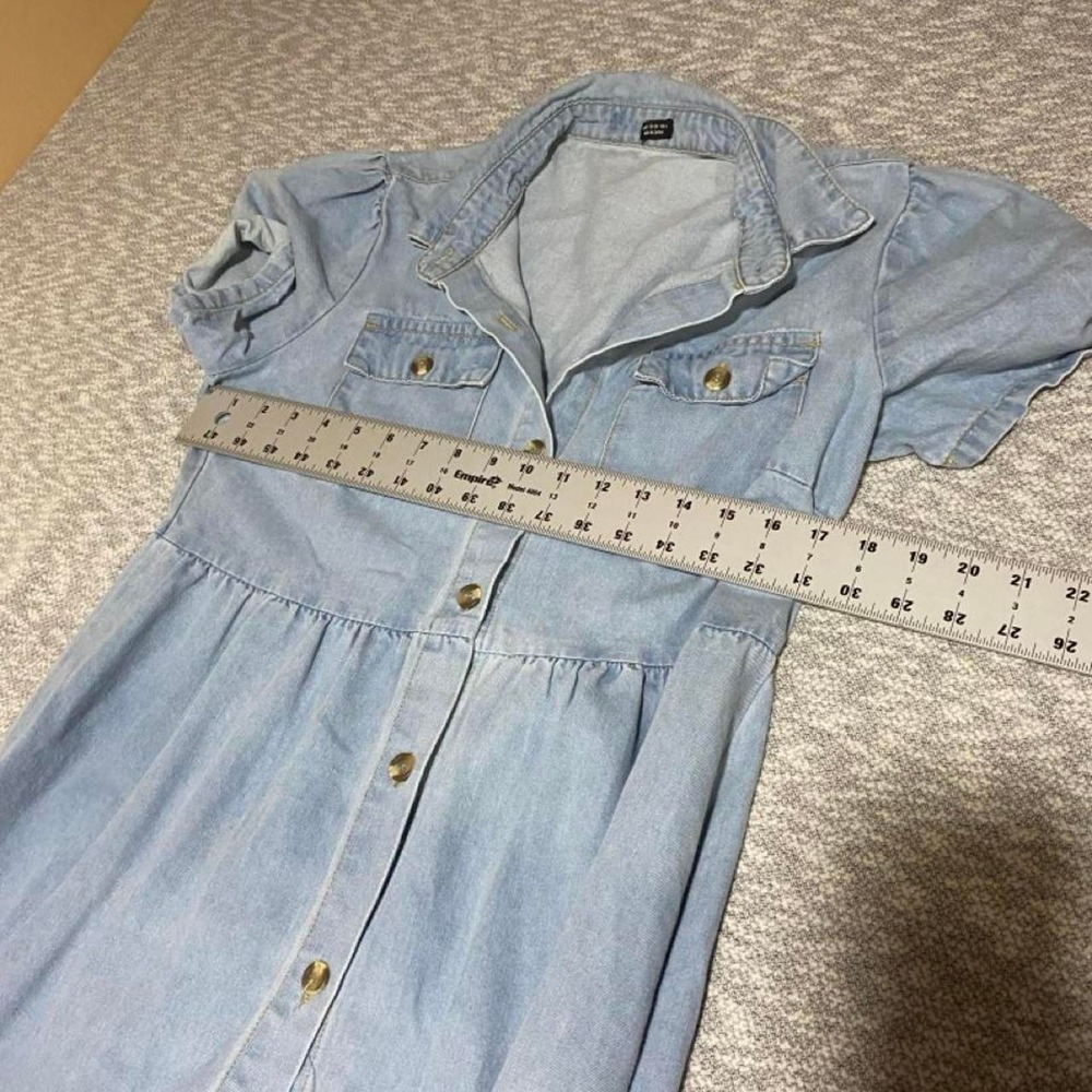 No brand Blue denim maxi dress with button-up front women M. SKU-B217 - Picture 3 of 6